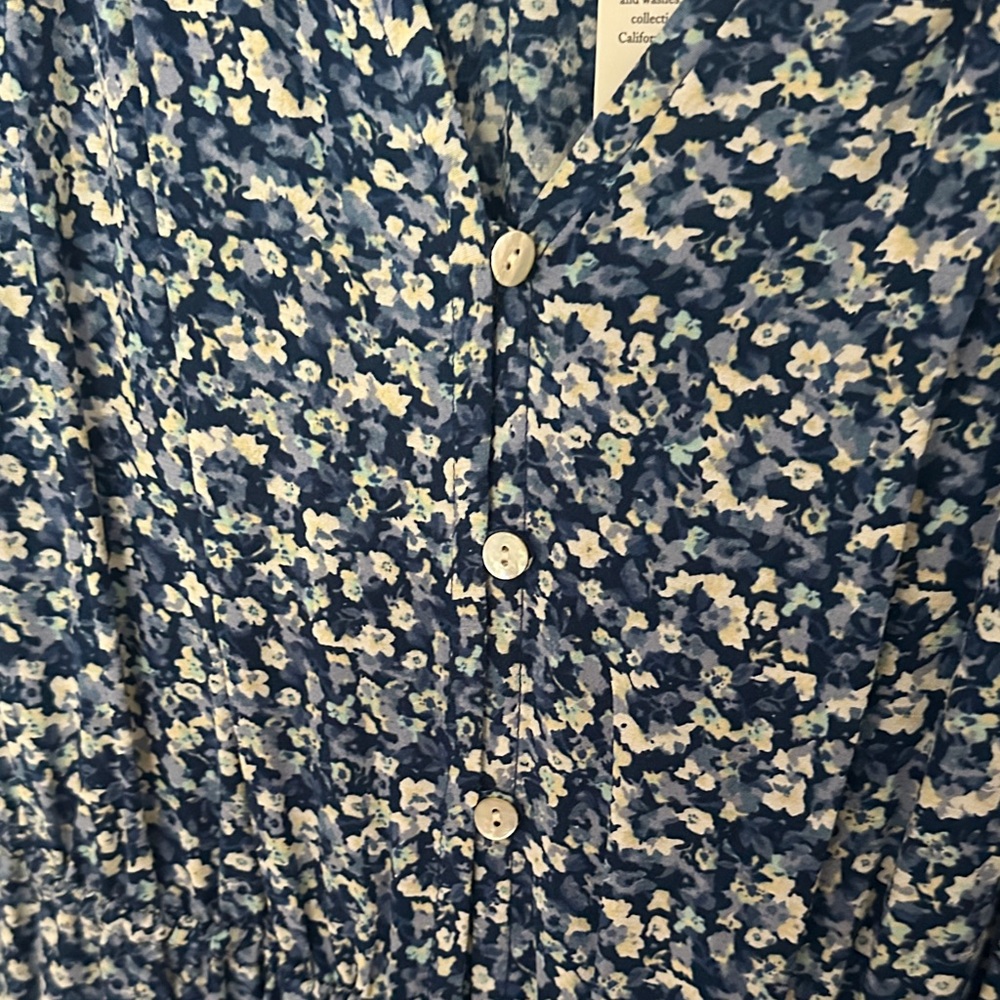 Rails Eliza Dress Blue Chrysanthemum Floral Long Sleeve NWT - Picture 4 of 6